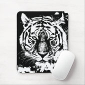Pop Art Tiger Head Black en White Sjabloon Muismat (Met muis)