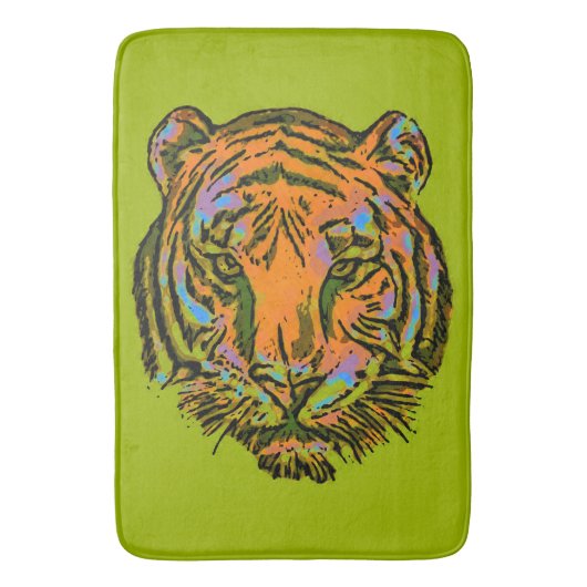 Pop Art TIGER HEAD + uw achterkant. en ideeën Badmat (Voorkant Verticaal)