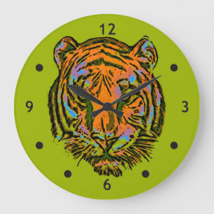Pop Art TIGER HEAD + uw achterkant. en ideeën Grote Klok