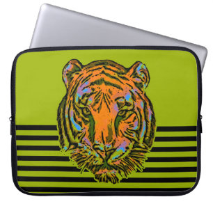 Pop Art TIGER HEAD + uw achterkant. en ideeën Laptop Sleeve