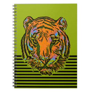 Pop Art TIGER HEAD + uw achterkant. en ideeën Notitieboek