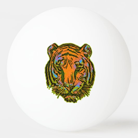 Pop Art TIGER HEAD + uw achterkant. en ideeën Pingpongbal (Voorkant)