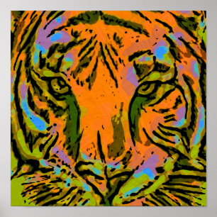 Pop Art TIGER HEAD + uw achterkant. en ideeën Poster