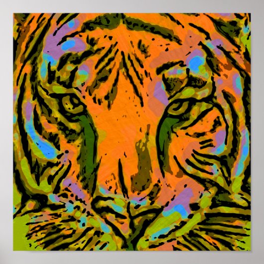 Pop Art TIGER HEAD + uw achterkant. en ideeën Poster (Voorkant)