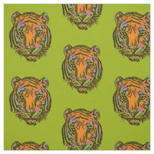 Pop Art TIGER HEAD + uw achterkant. en ideeën Stof