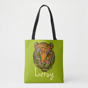 Pop Art TIGER HEAD + uw achterkant. en ideeën Tote Bag