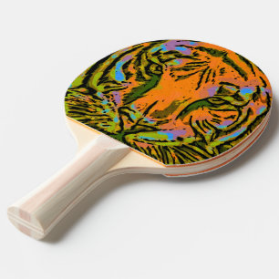Pop Art TIGER HEAD + uw ruggengraat. en ideeën Tafeltennisbatje