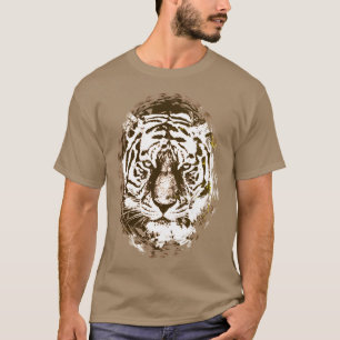 Pop Art Tiger Hoofd Elegant Moderne Sjabloon Pebbl T-shirt