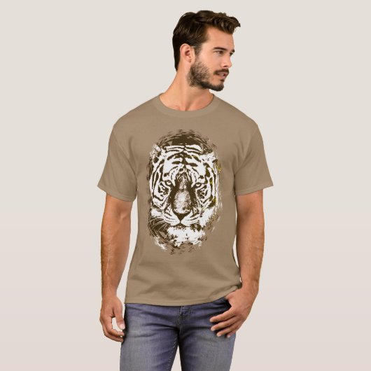 Pop Art Tiger Hoofd Elegant Moderne Sjabloon Pebbl T-shirt (Voorkant volledig)