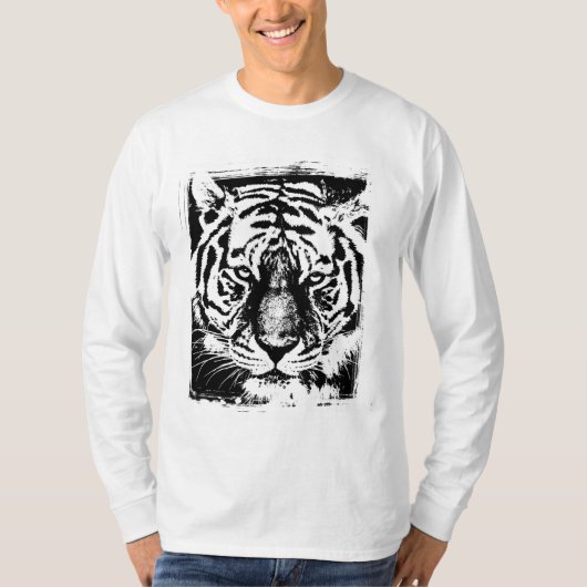Pop Art Tiger Hoofd Moderne Sjabloon T-shirt (Voorkant)