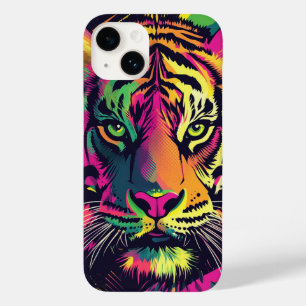 Pop Art Tiger Illustratie met Neon Kleuren Case-Mate iPhone 14 Hoesje
