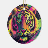 Pop Art Tiger Illustratie met Neon Kleuren Keramisch Ornament (Links)