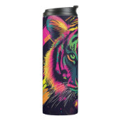 Pop Art Tiger Illustratie met Neon Kleuren Thermosbeker (Gedraaid links)