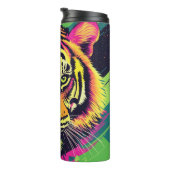 Pop Art Tiger Illustratie met Neon Kleuren Thermosbeker (Geroteerd rechts)