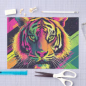 Pop Art Tiger Illustratie met Neon Kleuren Tissuepapier (Craft)
