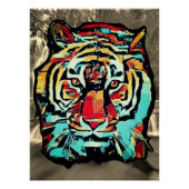 Pop art Tiger Sepia Background Perfect Poster (Voorkant)
