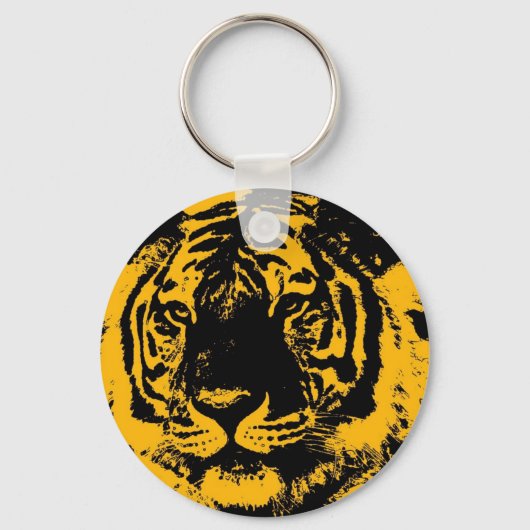 Pop Art Tiger Sleutelhanger (Voorkant)