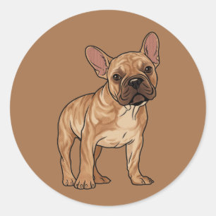 Pop Art Tigré Tekkel Franse Bulldog Grafisch Ronde Sticker