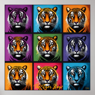 Pop Art Tijger Raster Bold Muurkunst Poster