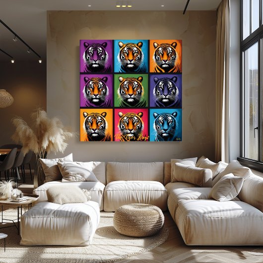 Pop Art Tijger Raster Bold Muurkunst Poster