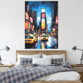 Pop Art Times Square met gele taxi's Canvas Afdruk (Insitu (Slaapkamer))
