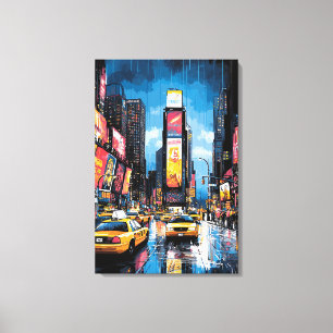 Pop Art Times Square met Gele Taxis Canvas Afdruk