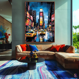 Pop Art Times Square met gele taxi's Canvas Afdruk