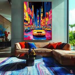 Pop Art Times Square met iconische gele taxi's Canvas Afdruk