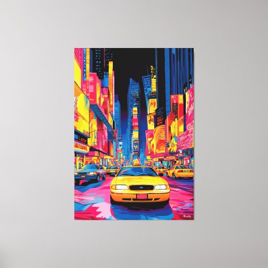 Pop Art Times Square met iconische gele taxi's Canvas Afdruk (Voorkant)