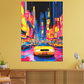 Pop Art Times Square met iconische gele taxi's Canvas Afdruk (Insitu (Woonkamer))