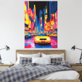 Pop Art Times Square met iconische gele taxi's Canvas Afdruk (Insitu (Slaapkamer))