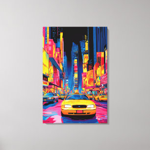 Pop Art Times Square met Iconische Gele Taxis Canvas Afdruk