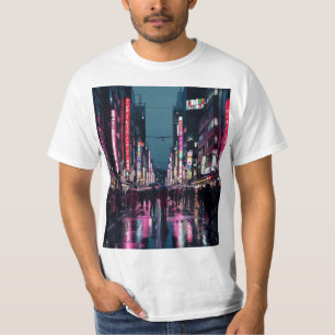Pop Art Tokyo – Neon Cityscape met Bold Urban Vib T-shirt