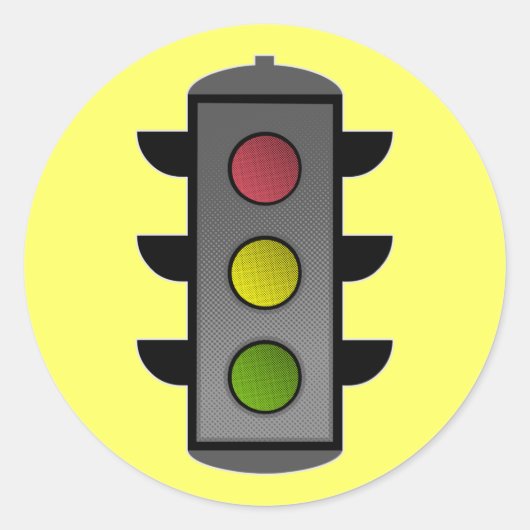 Pop Art Traffic Light Ronde Sticker (Voorkant)