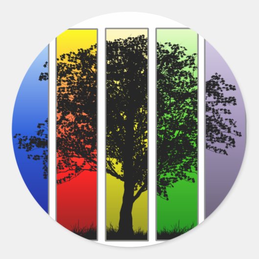 Pop Art Tree Ronde Sticker (Voorkant)