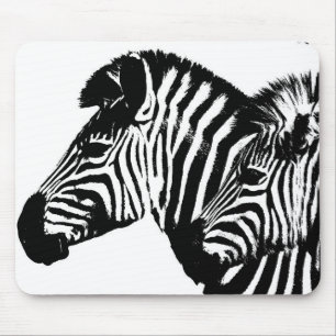 Pop Art Trendy Sjabloon Zebras Animals Black White Muismat