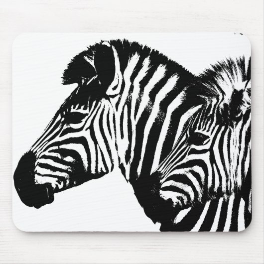 Pop Art Trendy Sjabloon Zebras Animals Black White Muismat (Voorkant)