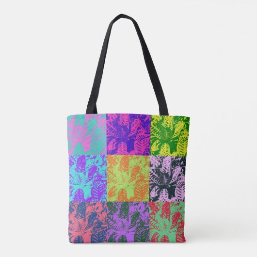 Pop Art Tropical Bold, Leuk en Kleurrijk Tote Bag (Achterkant)