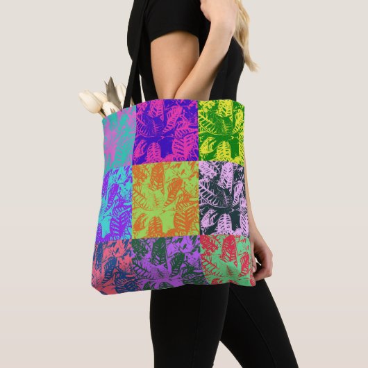 Pop Art Tropical Bold, Leuk en Kleurrijk Tote Bag (Dichtbij)