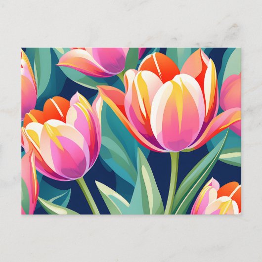 Pop Art Tulip Levendig en Energetisch Briefkaart (Voorkant)