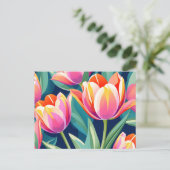 Pop Art Tulip Levendig en Energetisch Briefkaart (Staand voorkant)