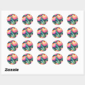 Pop Art Tulip Levendig en Energetisch Ronde Sticker (Vel)