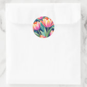 Pop Art Tulip Levendig en Energetisch Ronde Sticker (Tas)