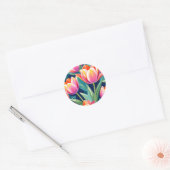 Pop Art Tulip Levendig en Energetisch Ronde Sticker (Envelop)