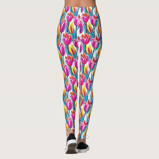 Pop Art Tulpen Leggings (Achterkant)