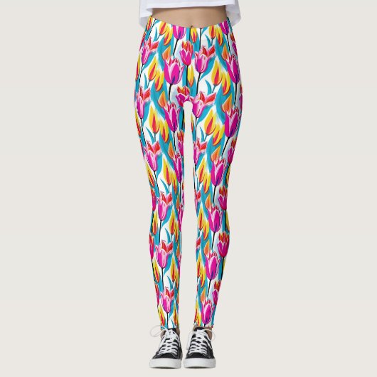 Pop Art Tulpen Leggings (Voorkant)