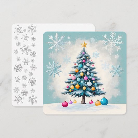 Pop Art Turquoise Waas Waterverf Kerstboom (Voorkant / Achterkant)
