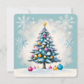 Pop Art Turquoise Waas Waterverf Kerstboom (Voorkant)