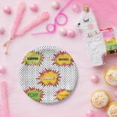 Pop-art typografie retro-stijl themaontwerp papieren bordje (Feest)