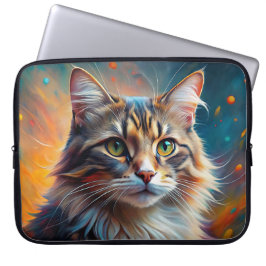 POP ART UITZIENDE BRUINE TABBY KAT LAPTOP SLEEVE